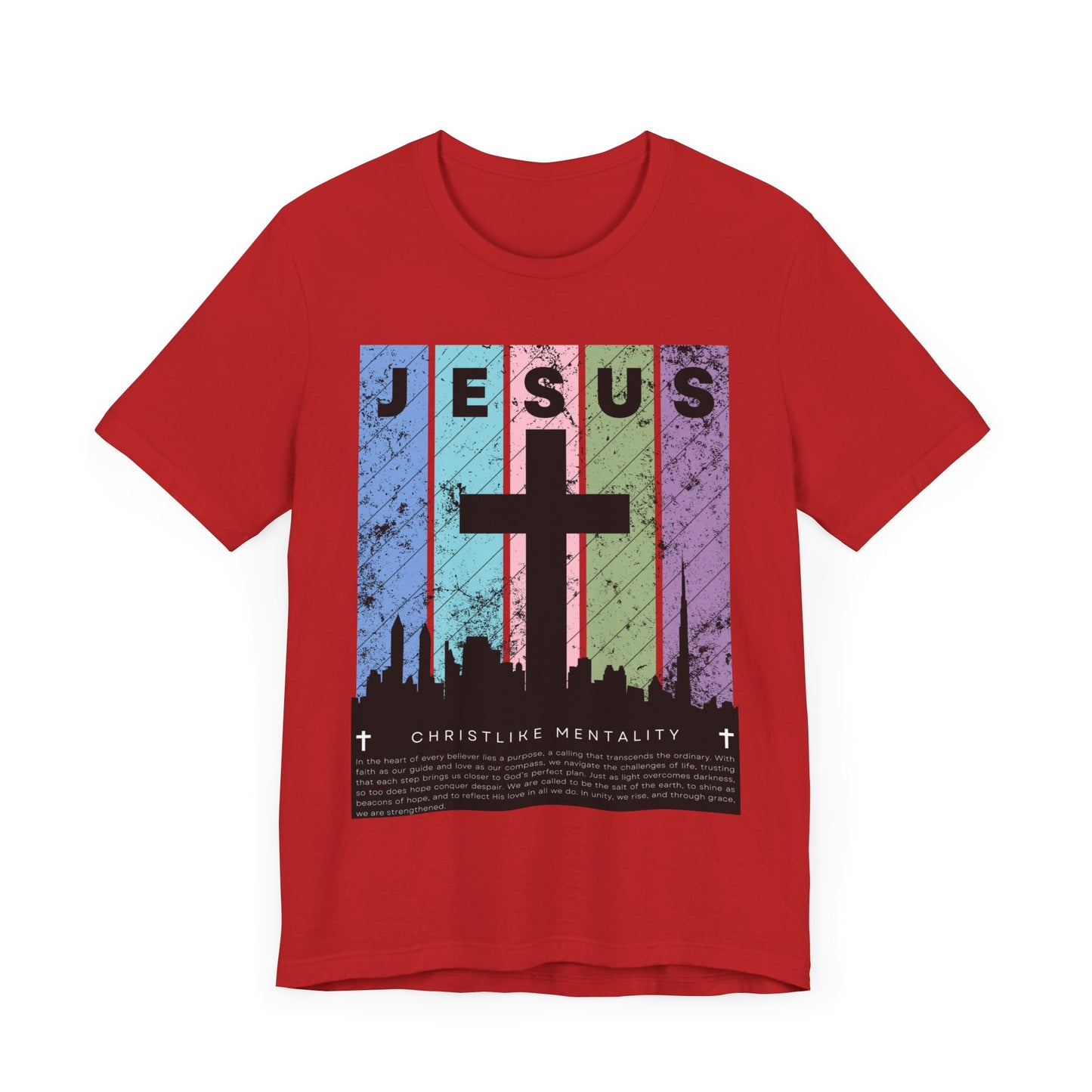 Jesus Cross Over City, Black, T-Shirt