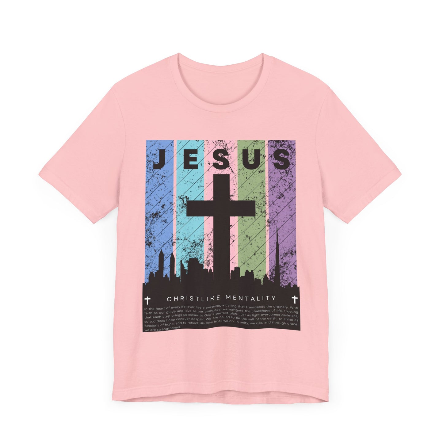 Jesus Cross Over City, Black, T-Shirt