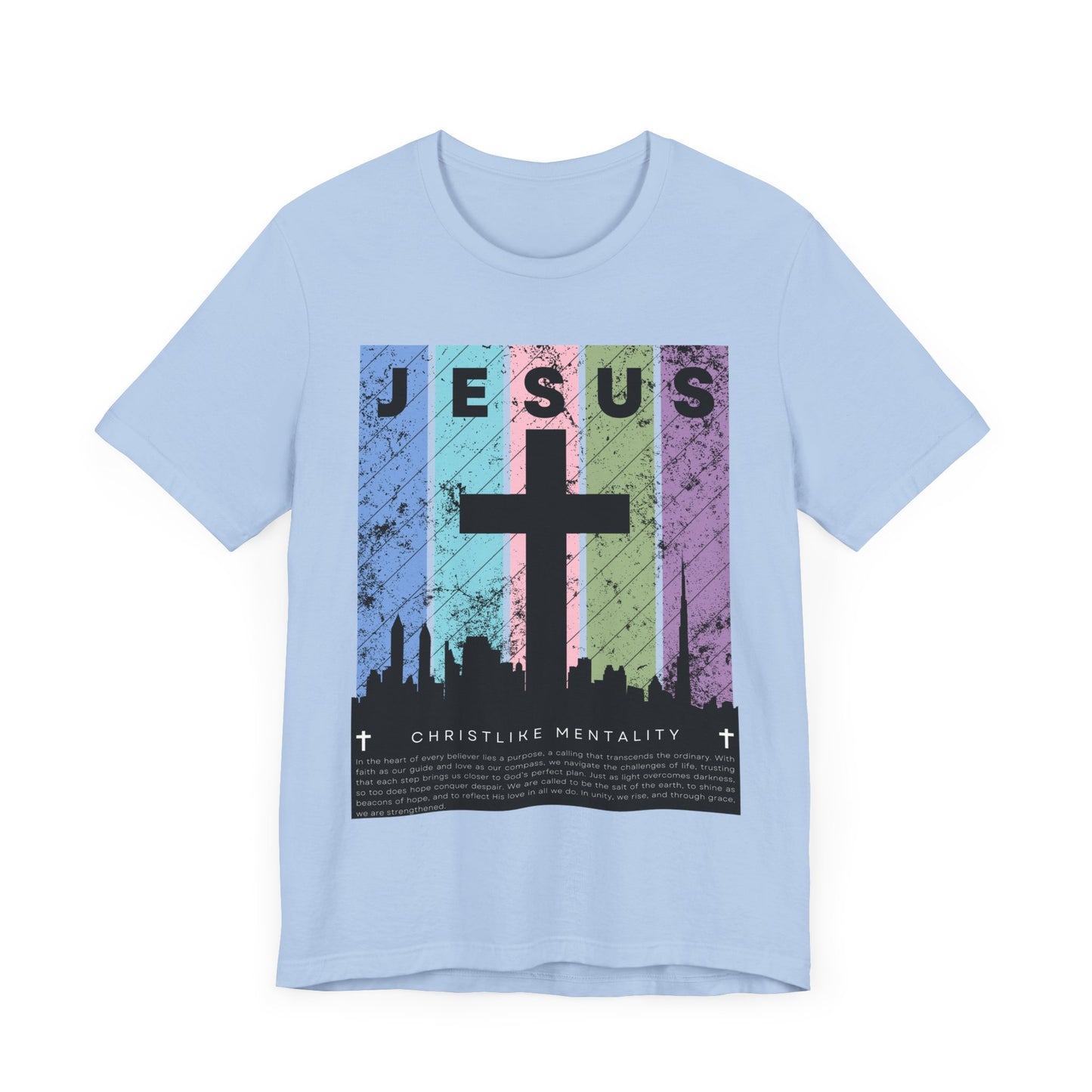 Jesus Cross Over City, Black, T-Shirt