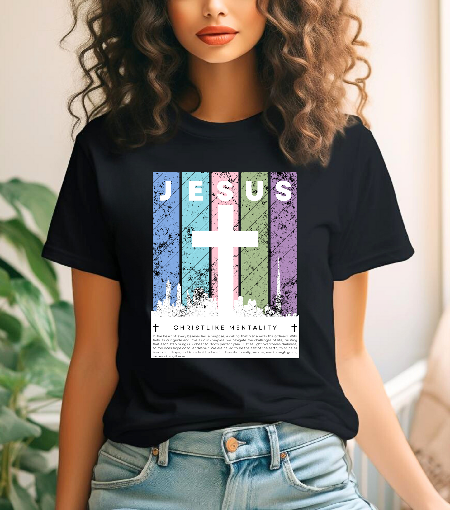 Jesus Cross Over City, White, T-Shirt