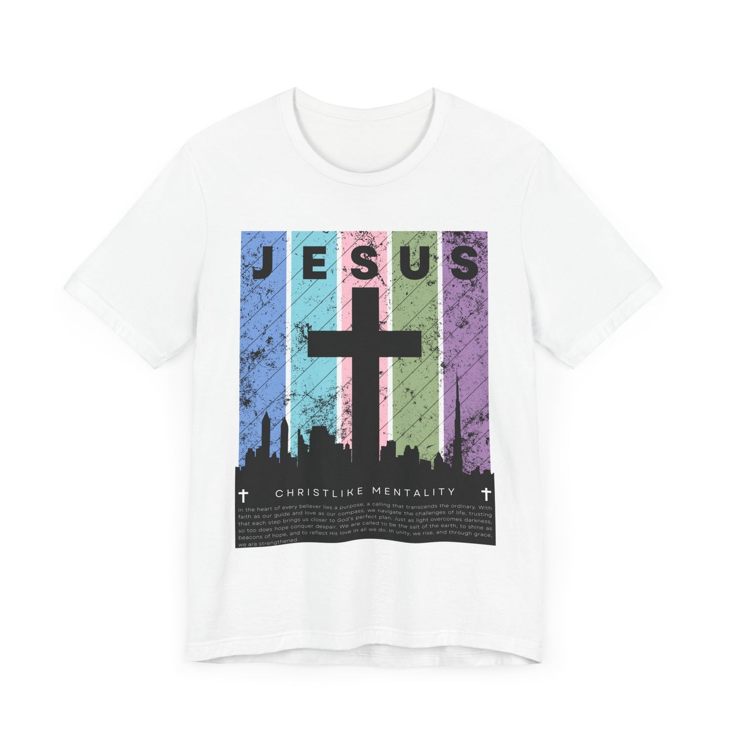 Jesus Cross Over City, Black, T-Shirt