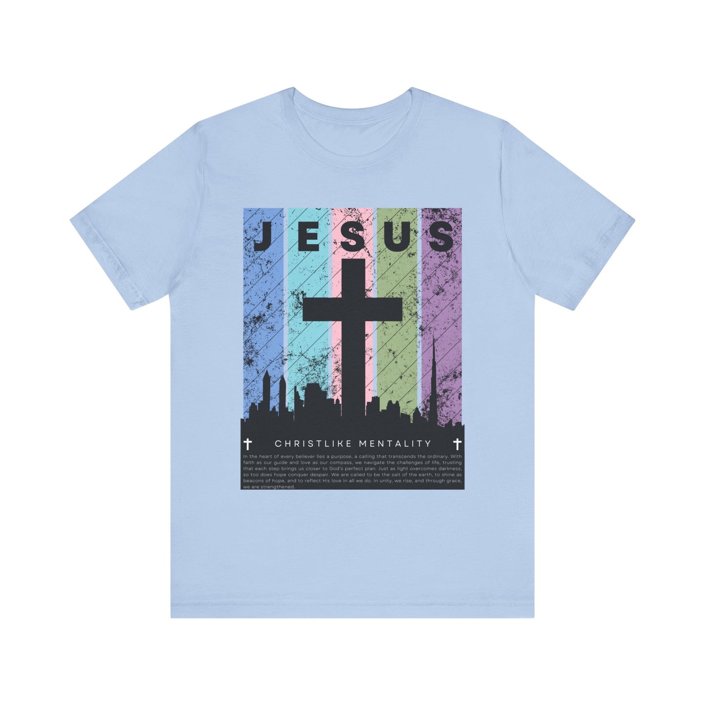 Jesus Cross Over City, Black, T-Shirt